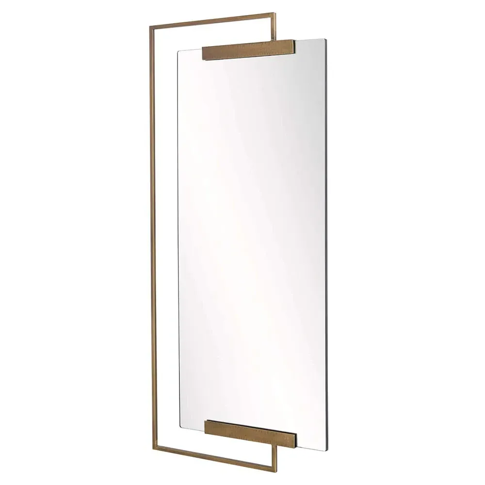 Princeton Rectangular Wall Mirror - Antique Brass, Metal