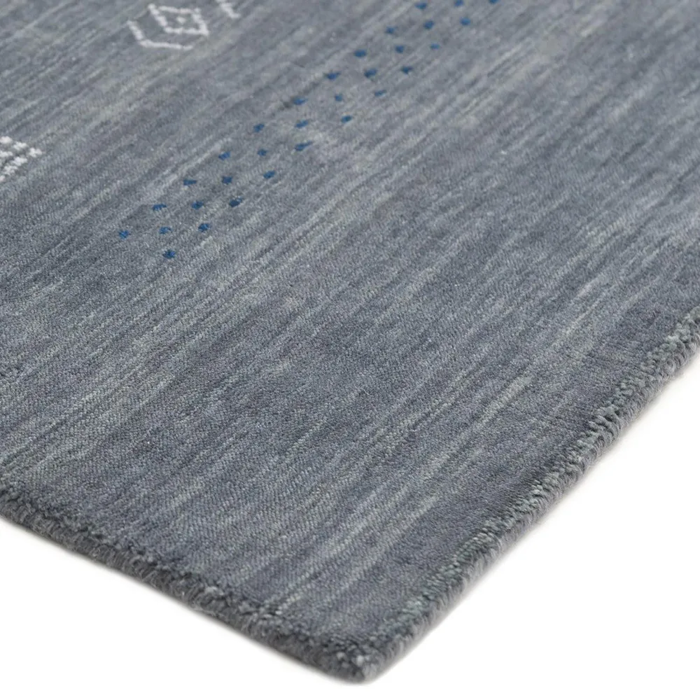 Priya Geometric Patterned Rug - Slate Grey, Wool