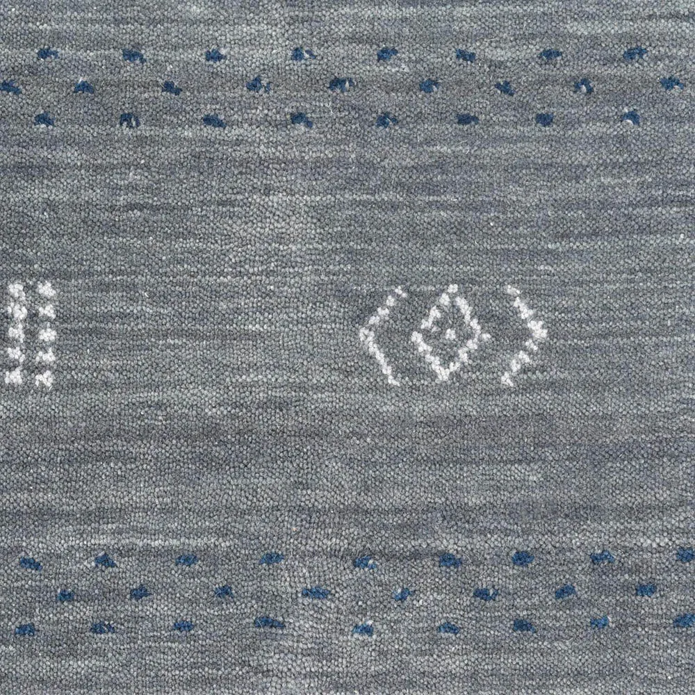 Priya Geometric Patterned Rug - Slate Grey, Wool