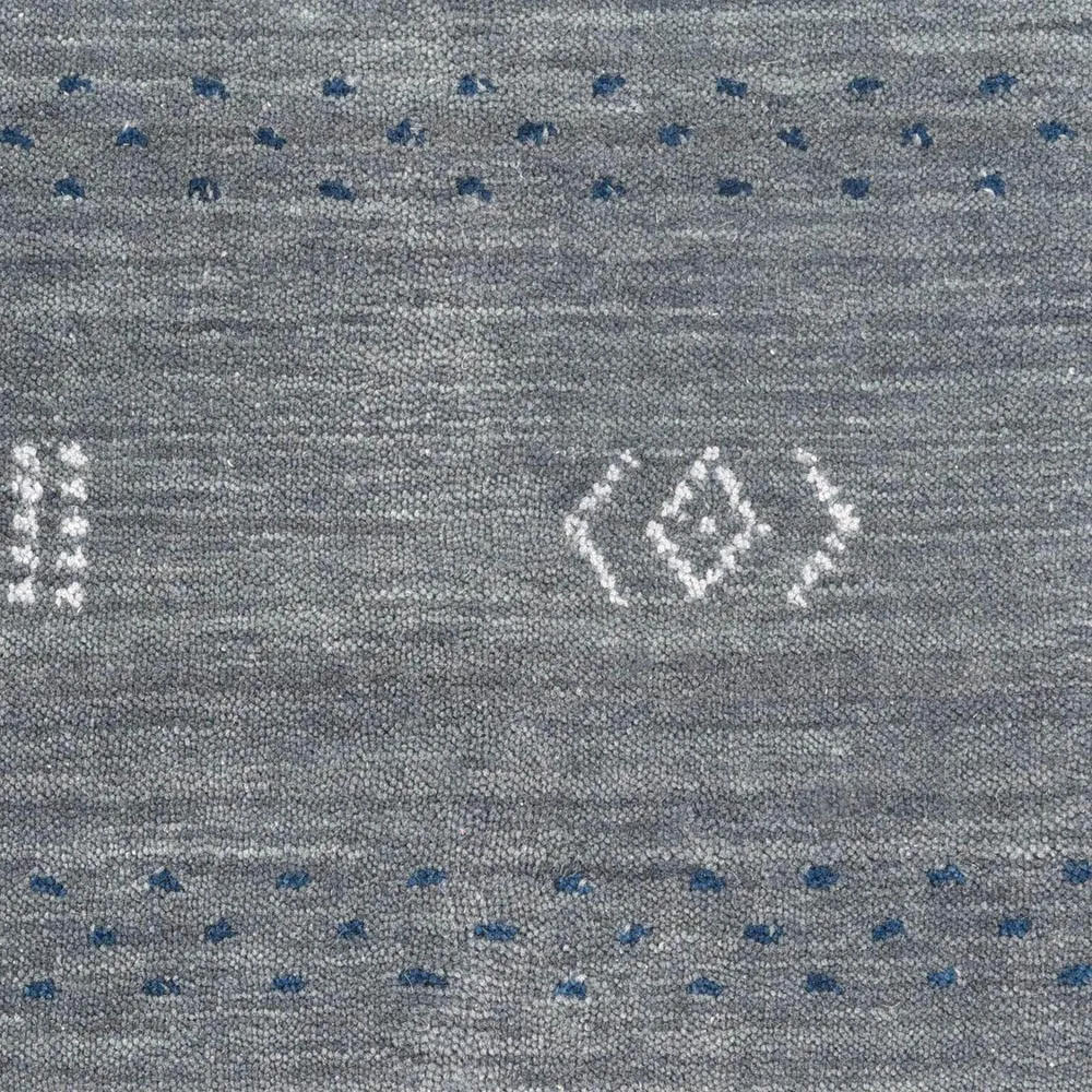 Priya Geometric Patterned Rug - Slate Grey, Wool