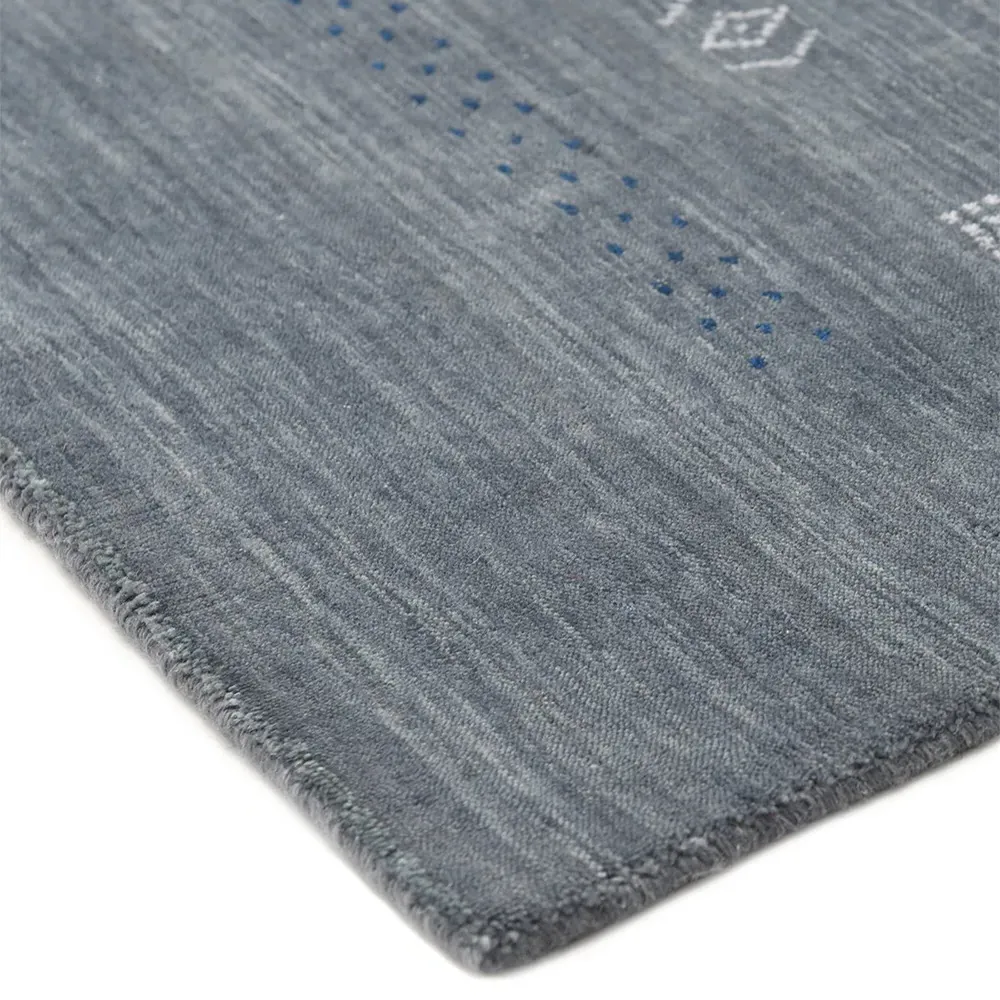Priya Geometric Patterned Rug - Slate Grey, Wool