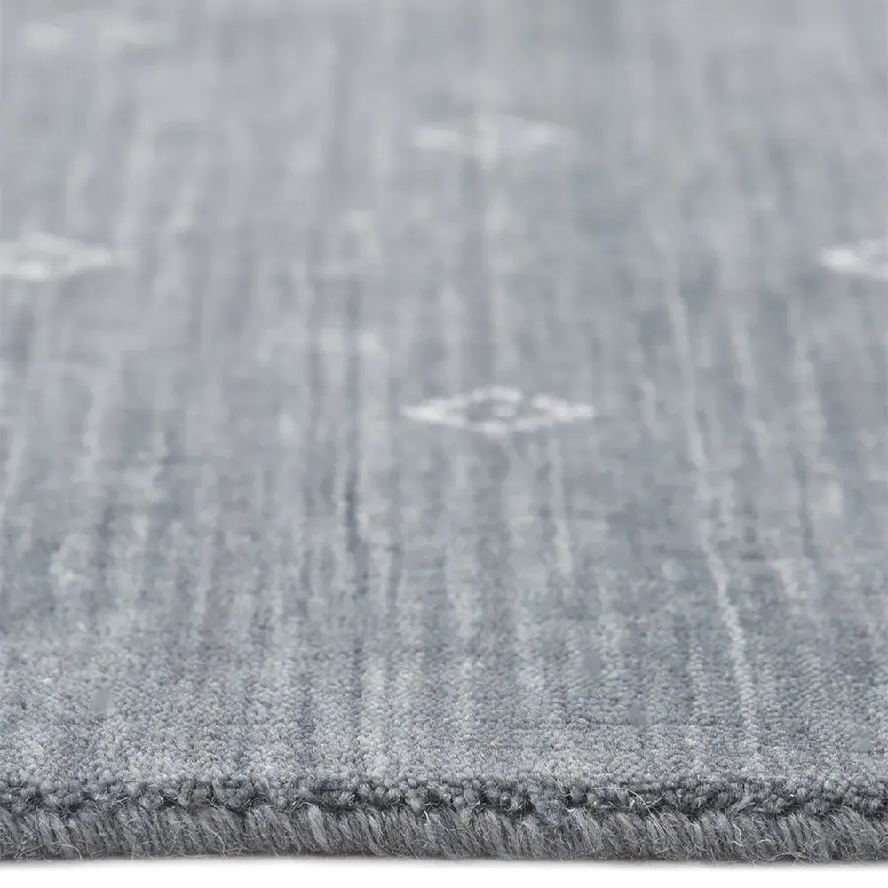 Priya Geometric Patterned Rug - Slate Grey, Wool