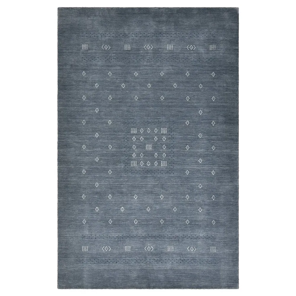 Priya Geometric Patterned Rug - Slate Grey, Wool