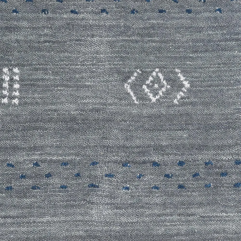 Priya Geometric Patterned Rug - Slate Grey, Wool