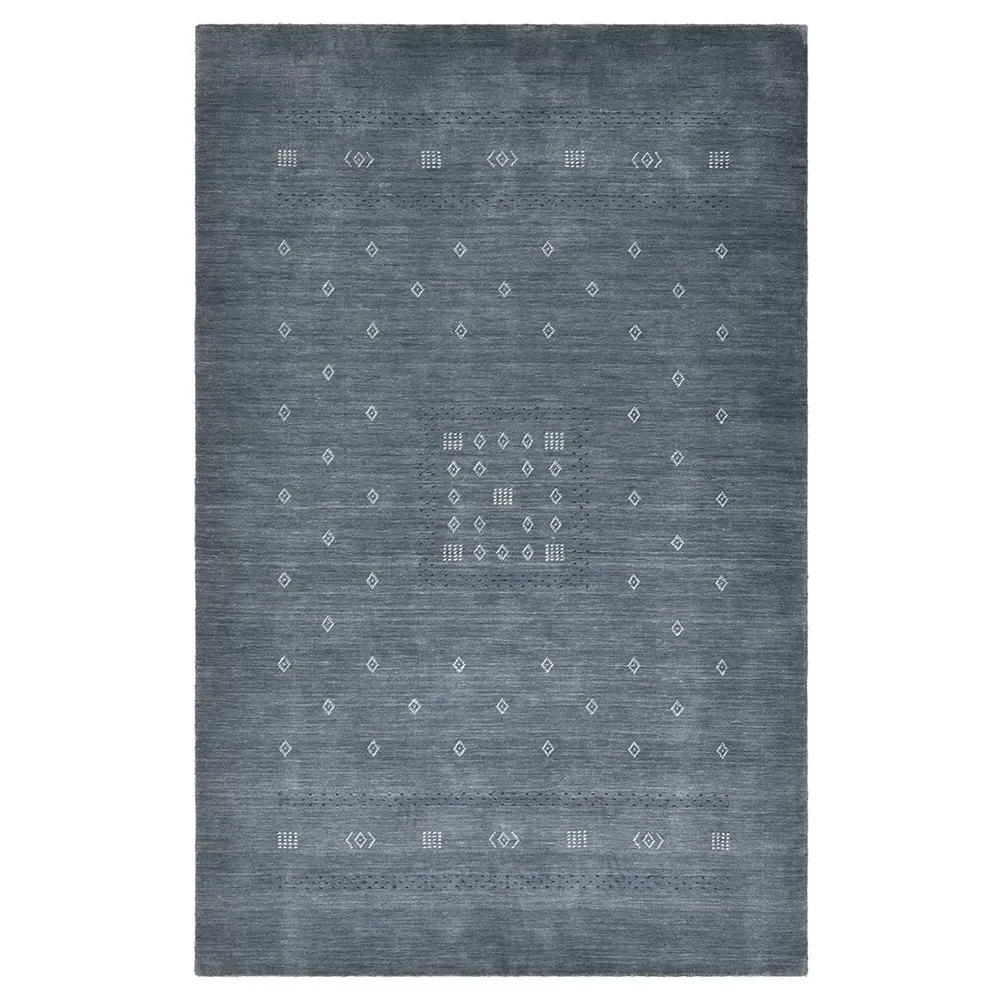 Priya Geometric Patterned Rug - Slate Grey, Wool
