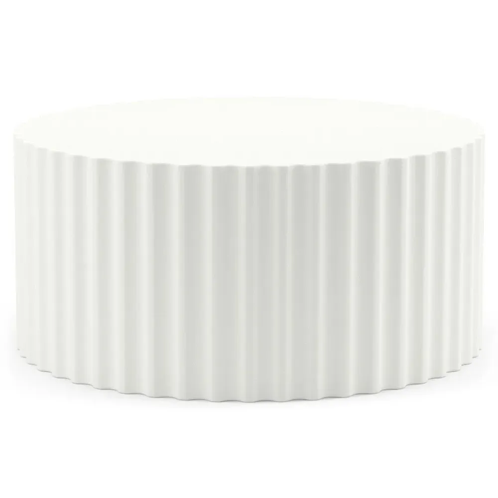 Priya Round Outdoor Coffee Table - White, Concrete