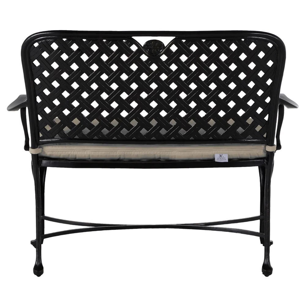 Provance Outdoor Bench with Cushion - Beige, Cast Aluminum