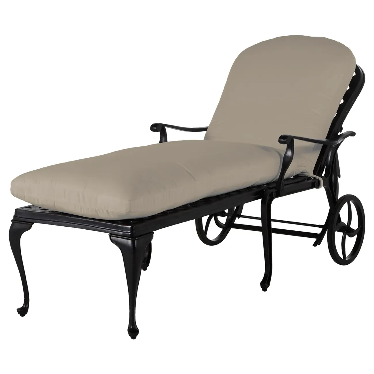 Provance Outdoor Chaise Lounge - Beige, Cast Aluminum