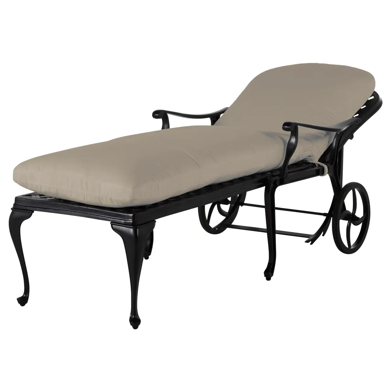 Provance Outdoor Chaise Lounge - Beige, Cast Aluminum