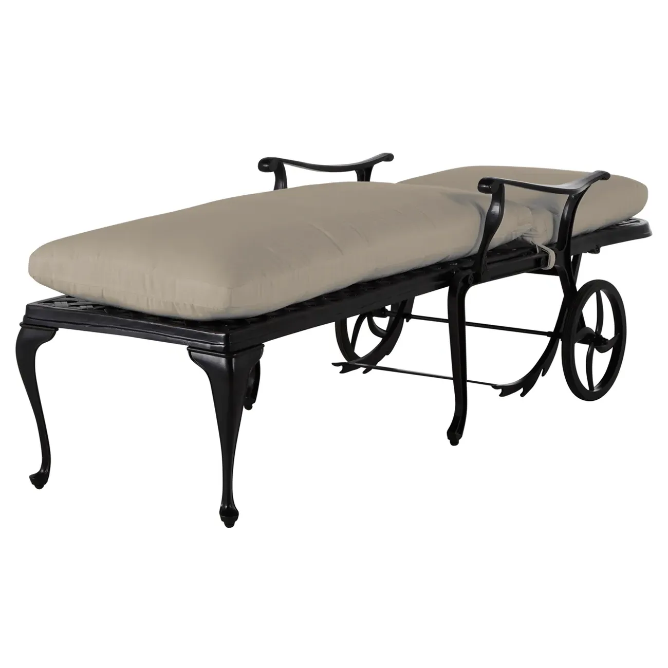 Provance Outdoor Chaise Lounge - Beige, Cast Aluminum