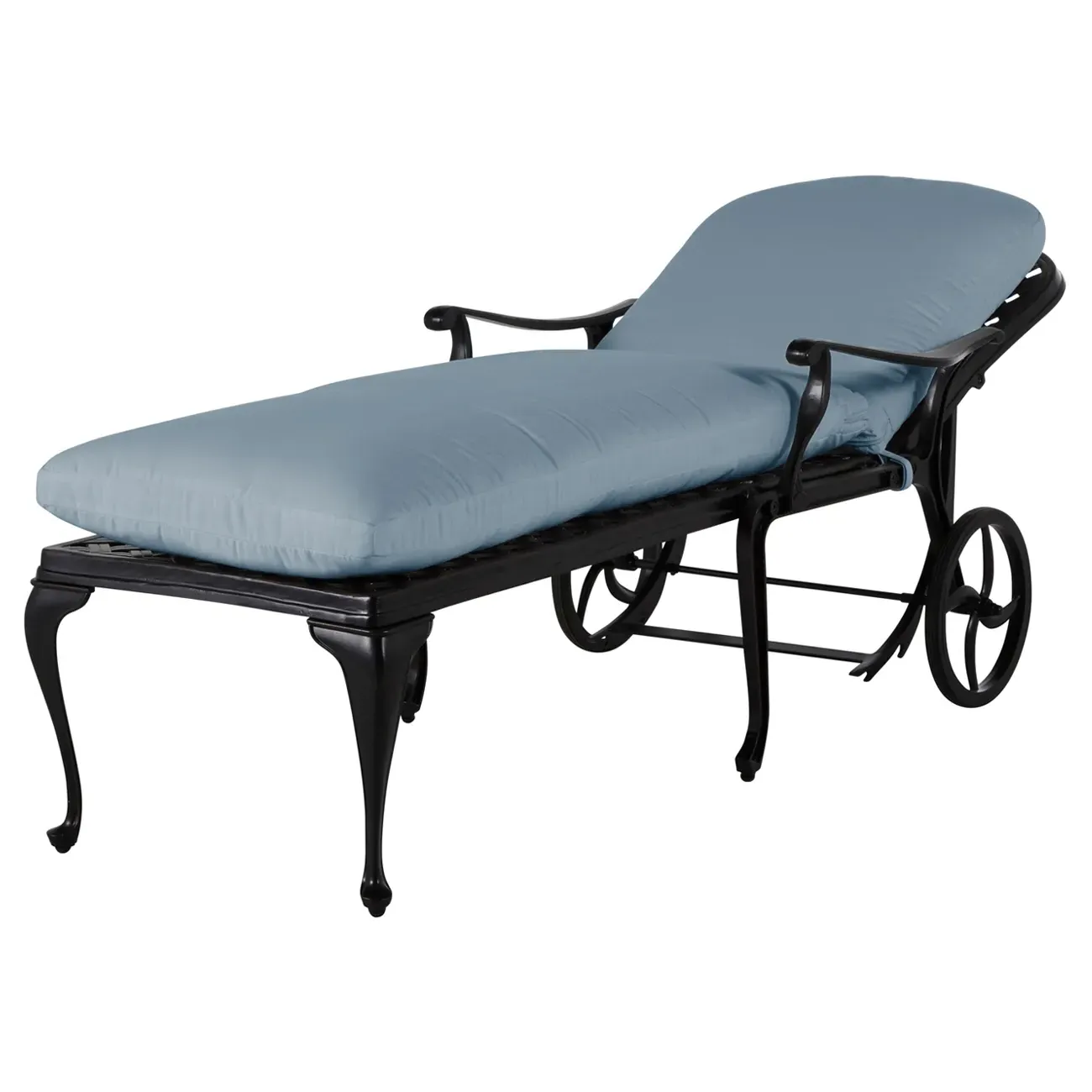 Provance Outdoor Chaise Lounge - Blue, Cast Aluminum