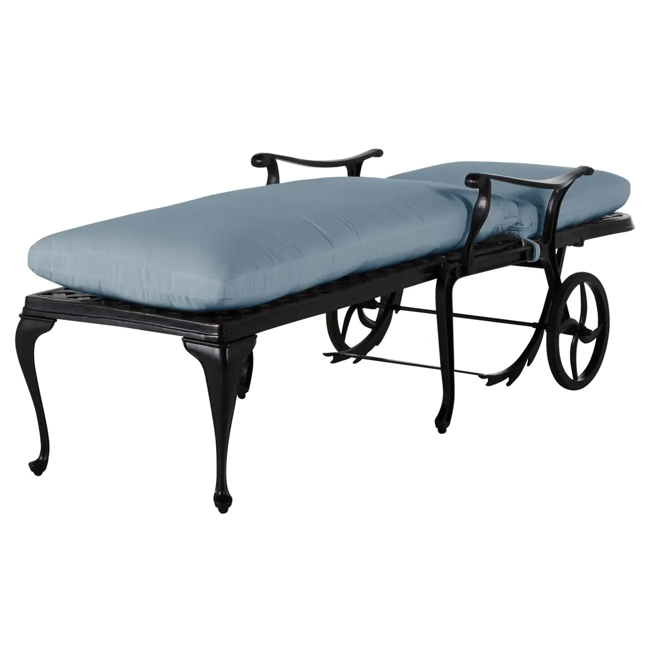 Provance Outdoor Chaise Lounge - Blue, Cast Aluminum