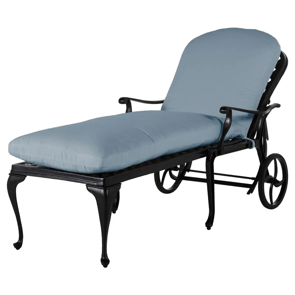 Provance Outdoor Chaise Lounge - Blue, Cast Aluminum