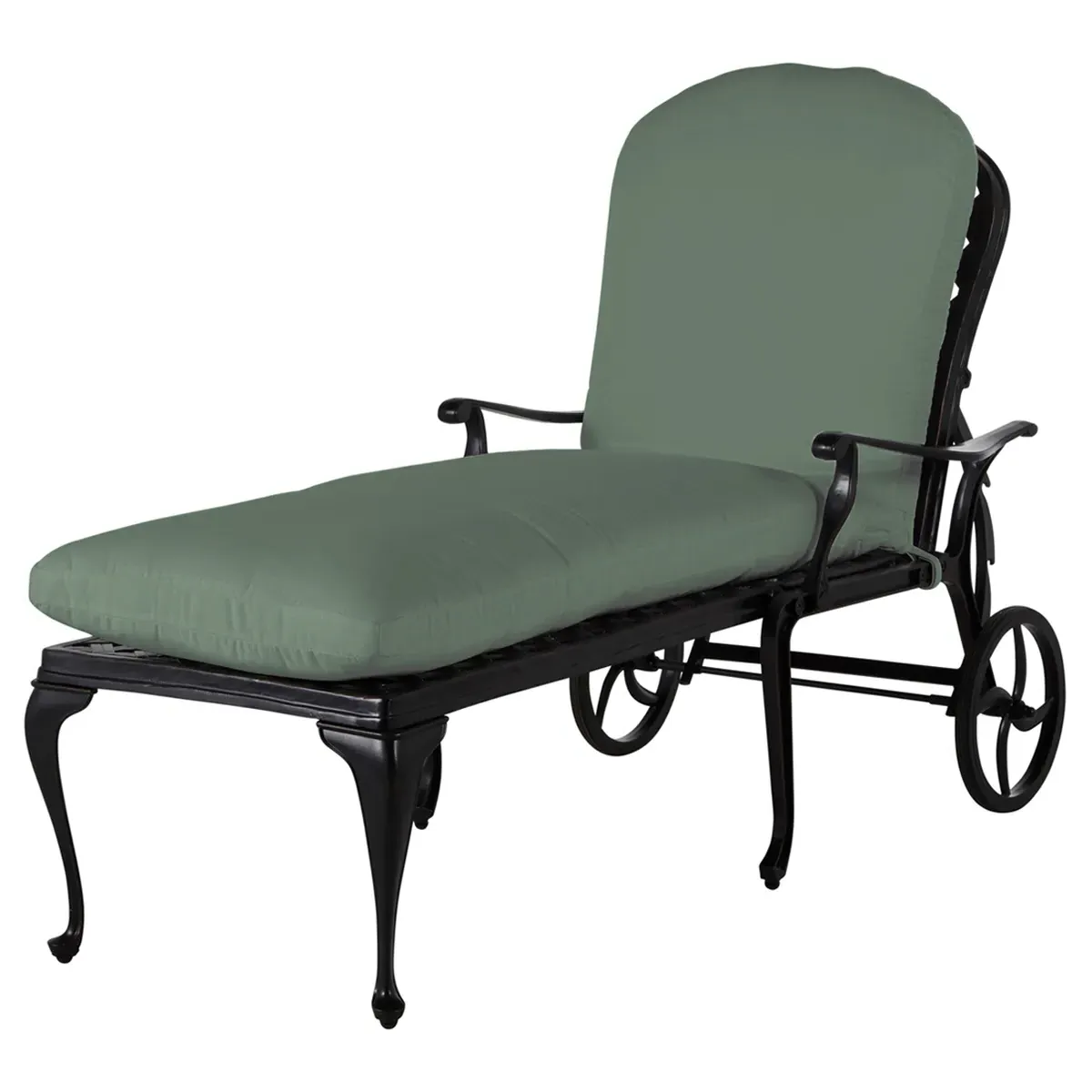 Provance Outdoor Chaise Lounge - Green, Cast Aluminum