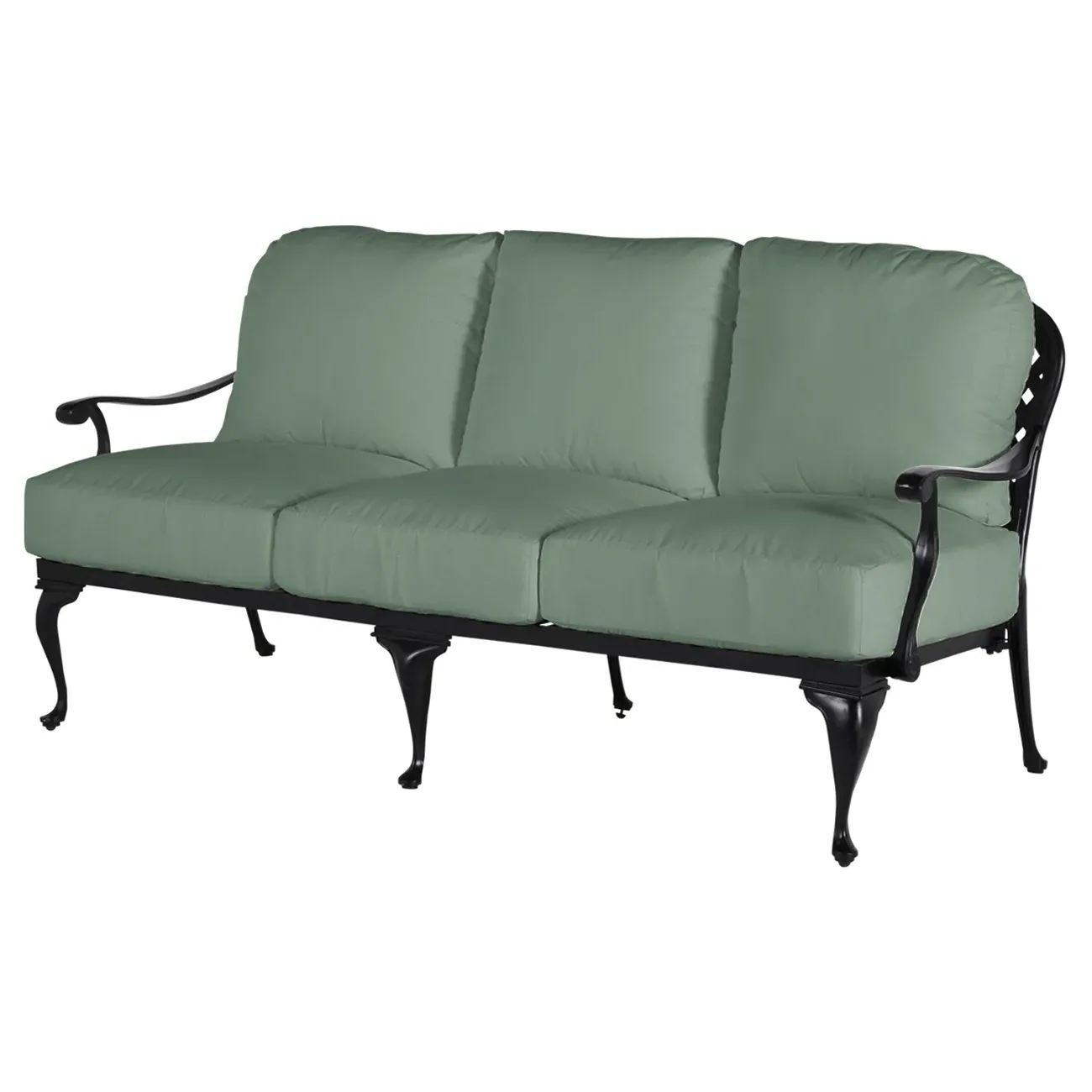 Provance Outdoor Sofa with Cushions - Green, Aluminum