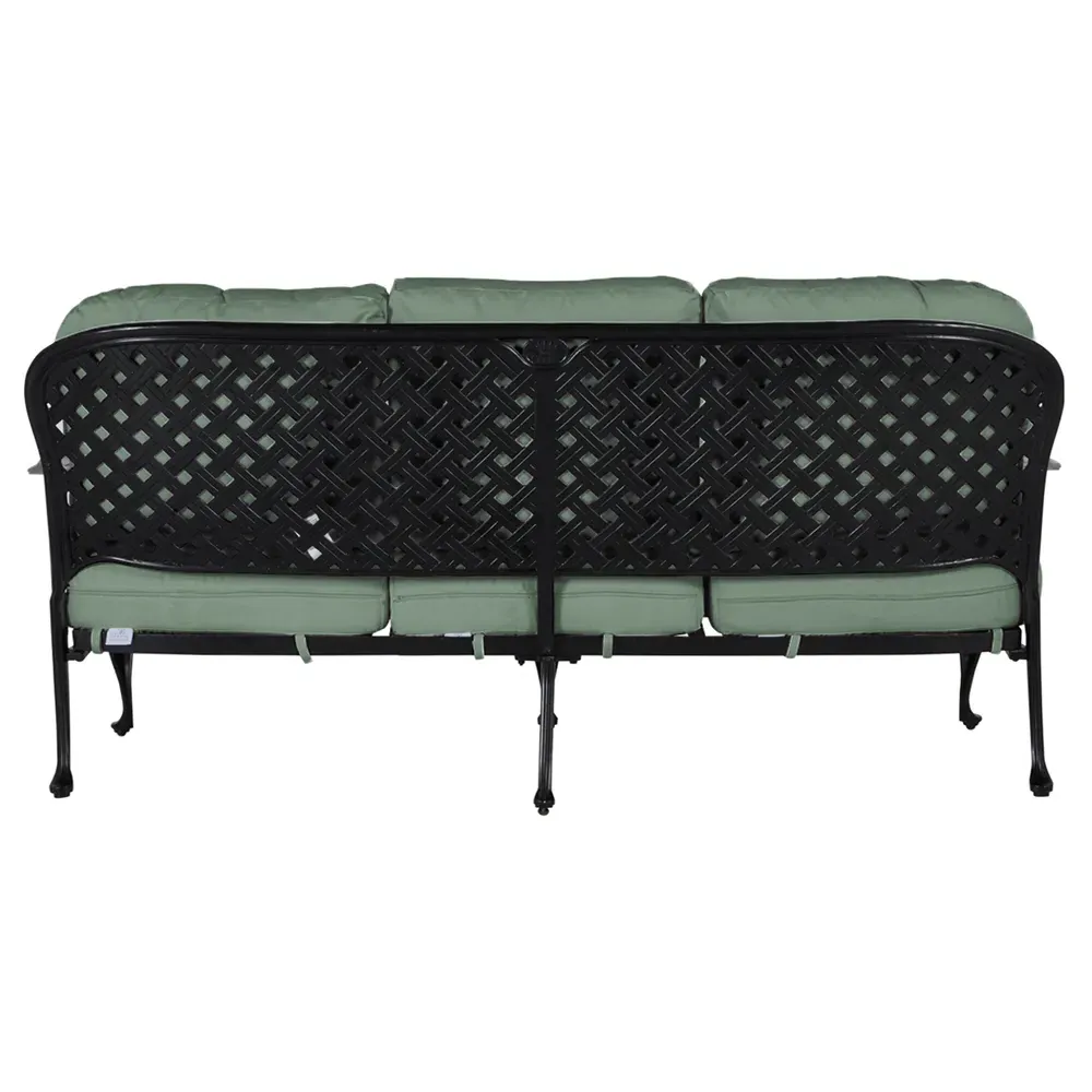 Provance Outdoor Sofa with Cushions - Green, Aluminum