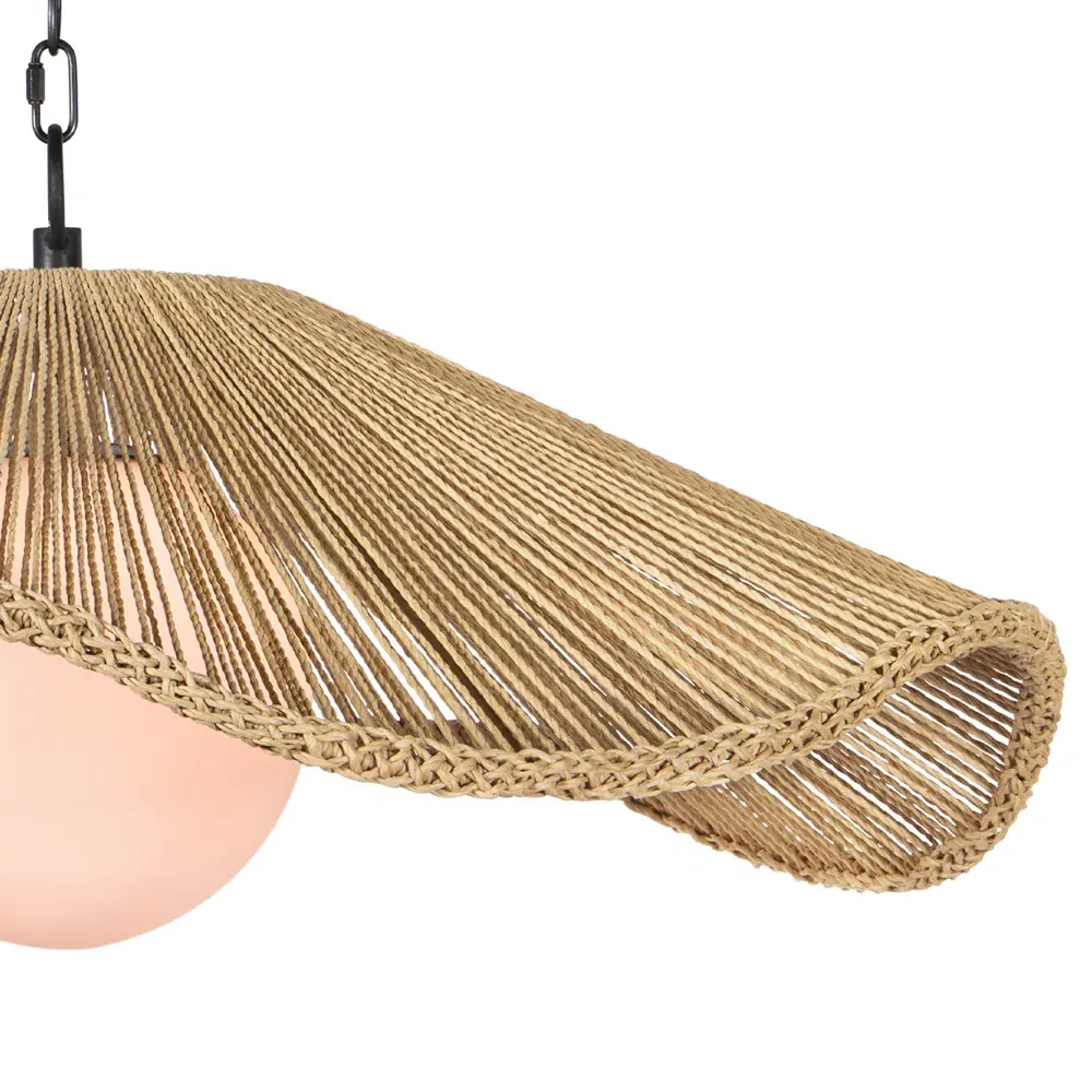 Provence Cafe Large Twisted Rope Pendant Light - Natural