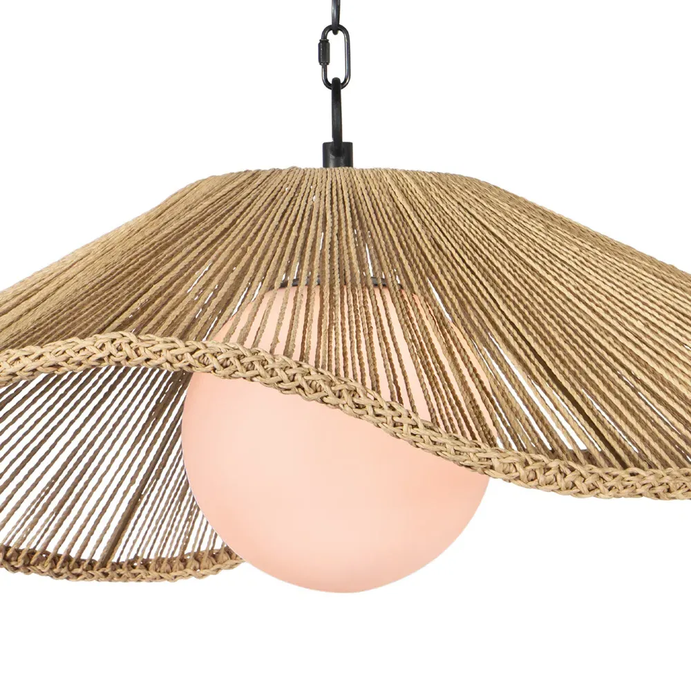 Provence Cafe Large Twisted Rope Pendant Light - Natural