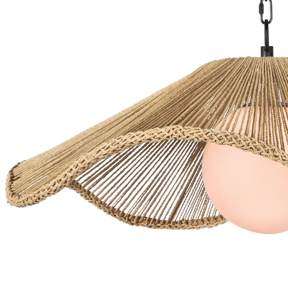 Provence Cafe Large Twisted Rope Pendant Light - Natural