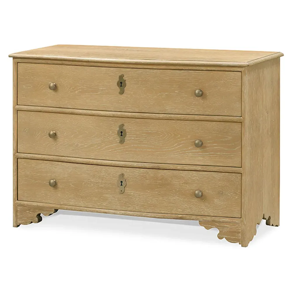 Province 3 Drawer Bachelor Chest with Brass Pulls - Beige, Oak