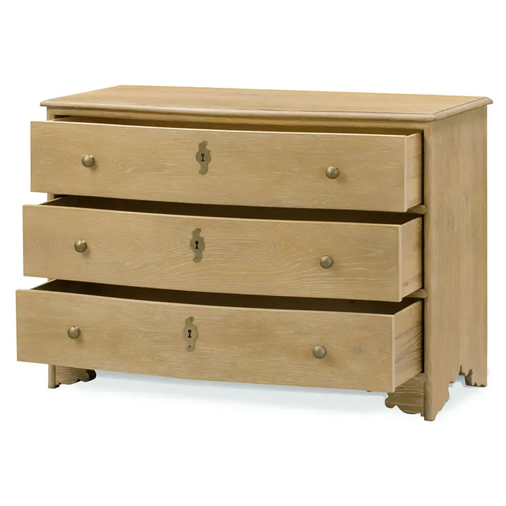 Province 3 Drawer Bachelor Chest with Brass Pulls - Beige, Oak