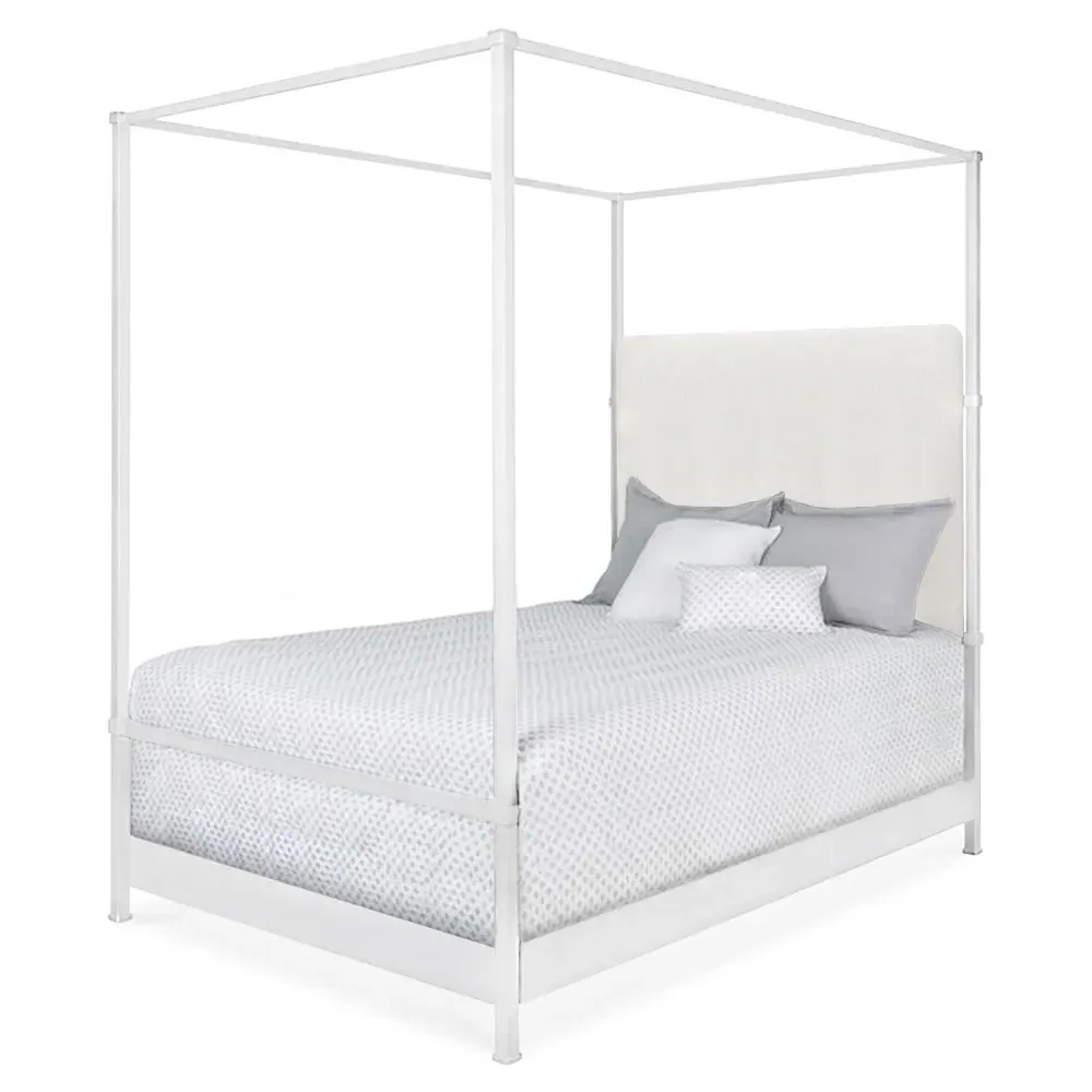Quade King Size Canopy Bed - White, Iron