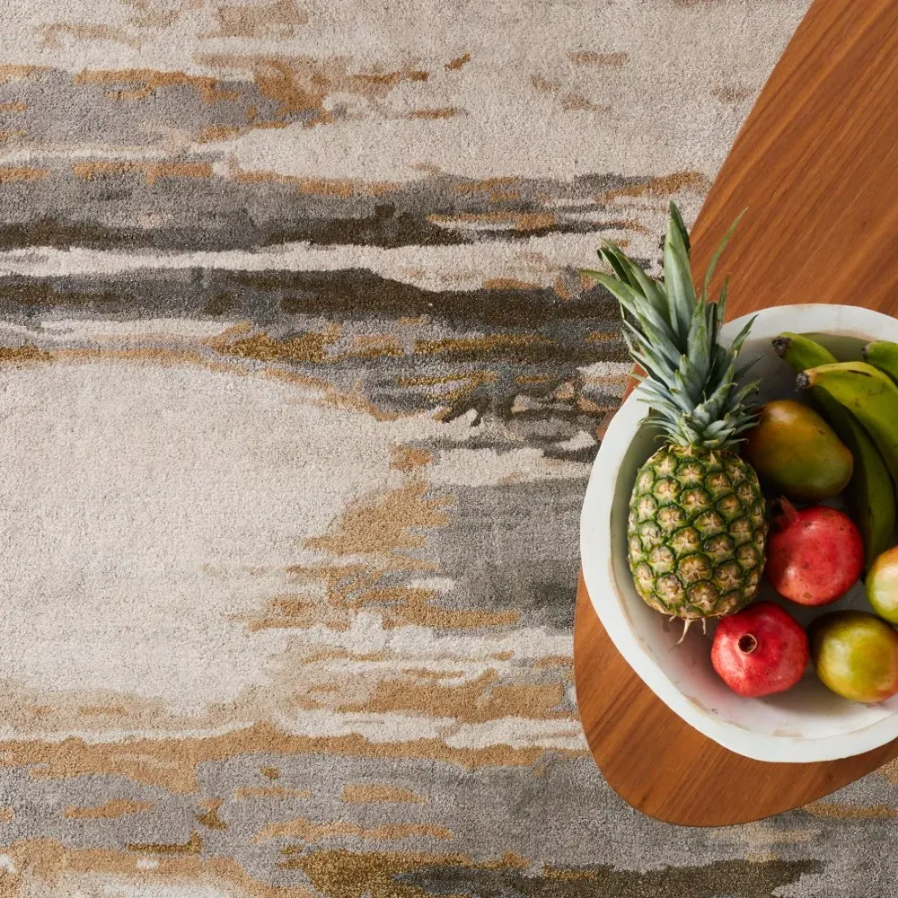 Quentin Abstract Patterned Rug - Cream, Wool