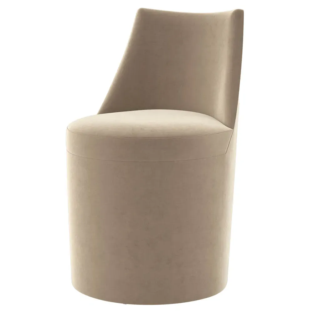 Quillon Caster Dining Side Chair - Beige, Performance Velvet