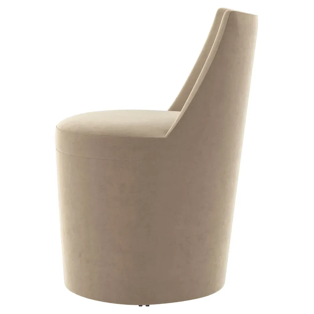 Quillon Caster Dining Side Chair - Beige, Performance Velvet