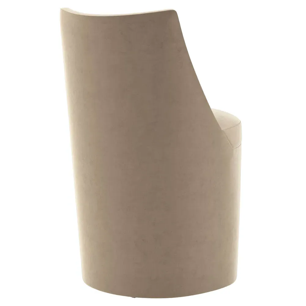 Quillon Caster Dining Side Chair - Beige, Performance Velvet