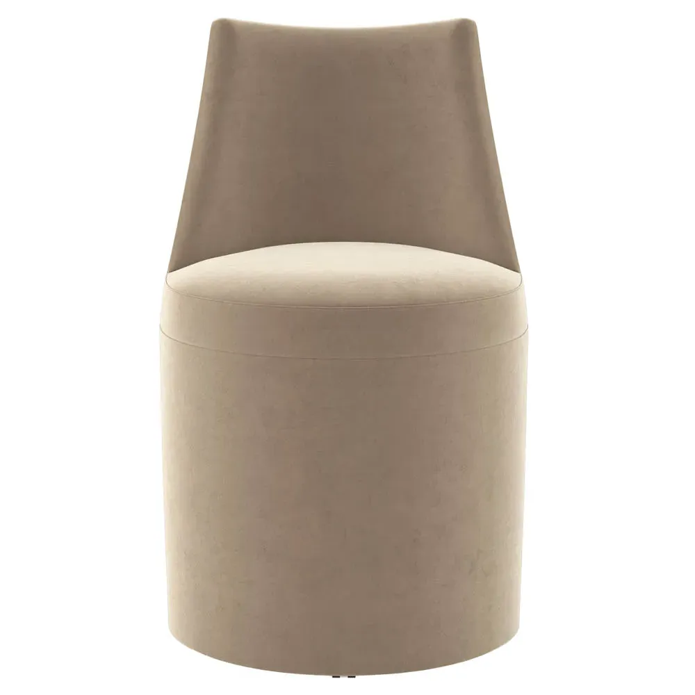 Quillon Caster Dining Side Chair - Beige, Performance Velvet