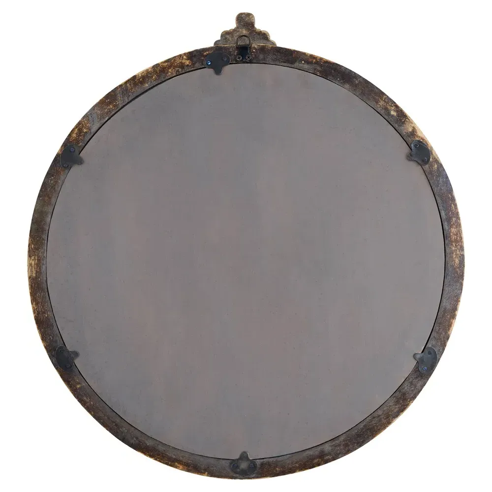 Quince Round Wall Mirror - Brown, Mango Wood