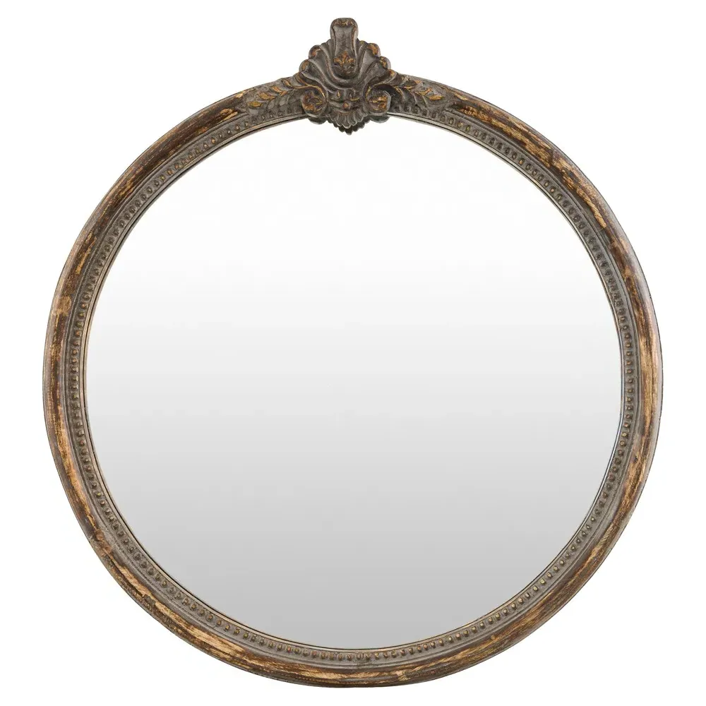 Quince Round Wall Mirror - Brown, Mango Wood image