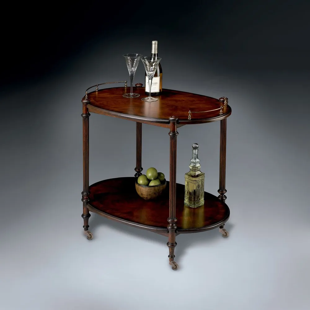 Quincy Bar Cart - Dark Brown, Rubberwood