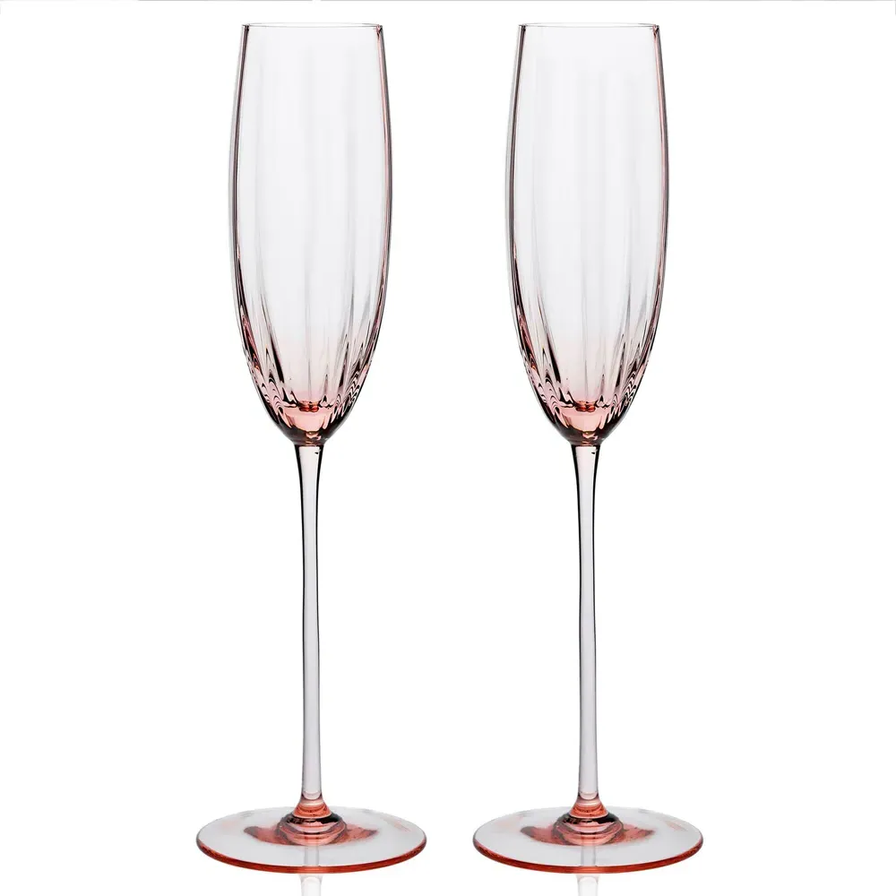 Quinn Flute Glass Set of 2 - Rose, Crystal