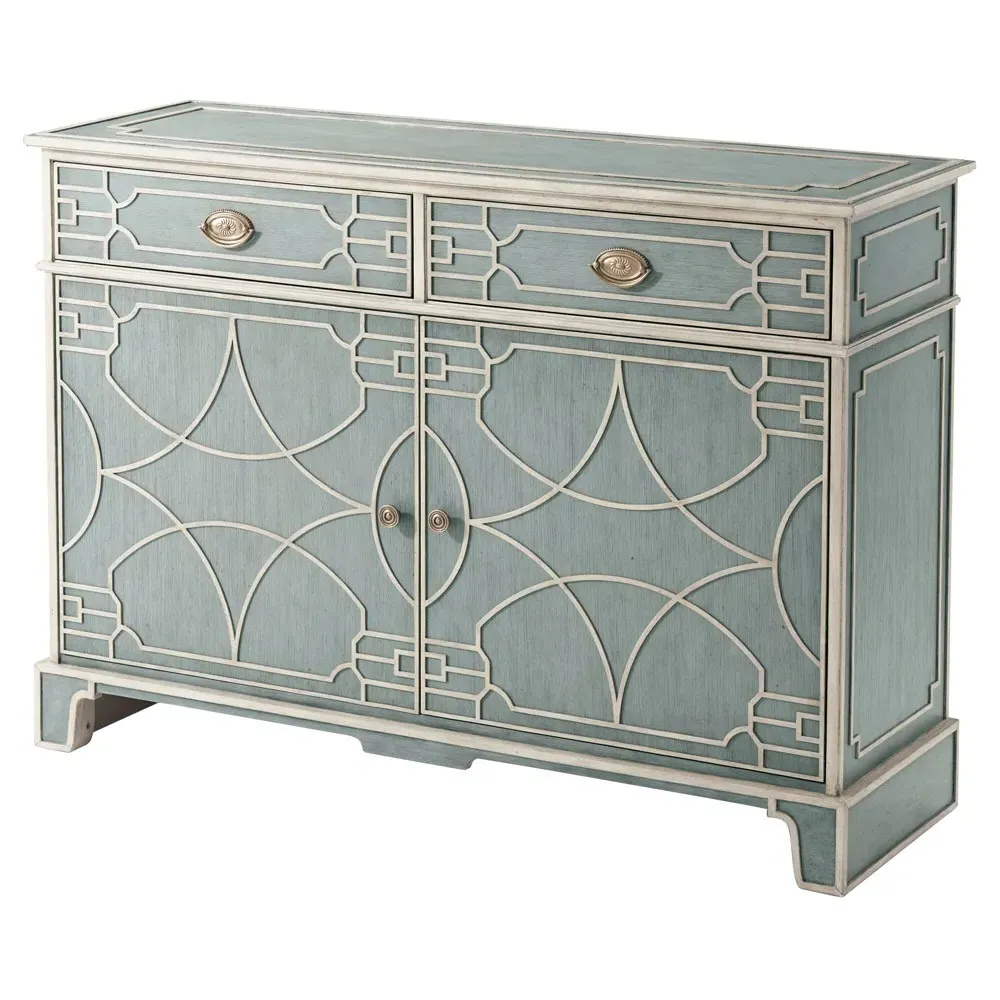 Quinn Fretwork Cabinet - Grey, Mahogany