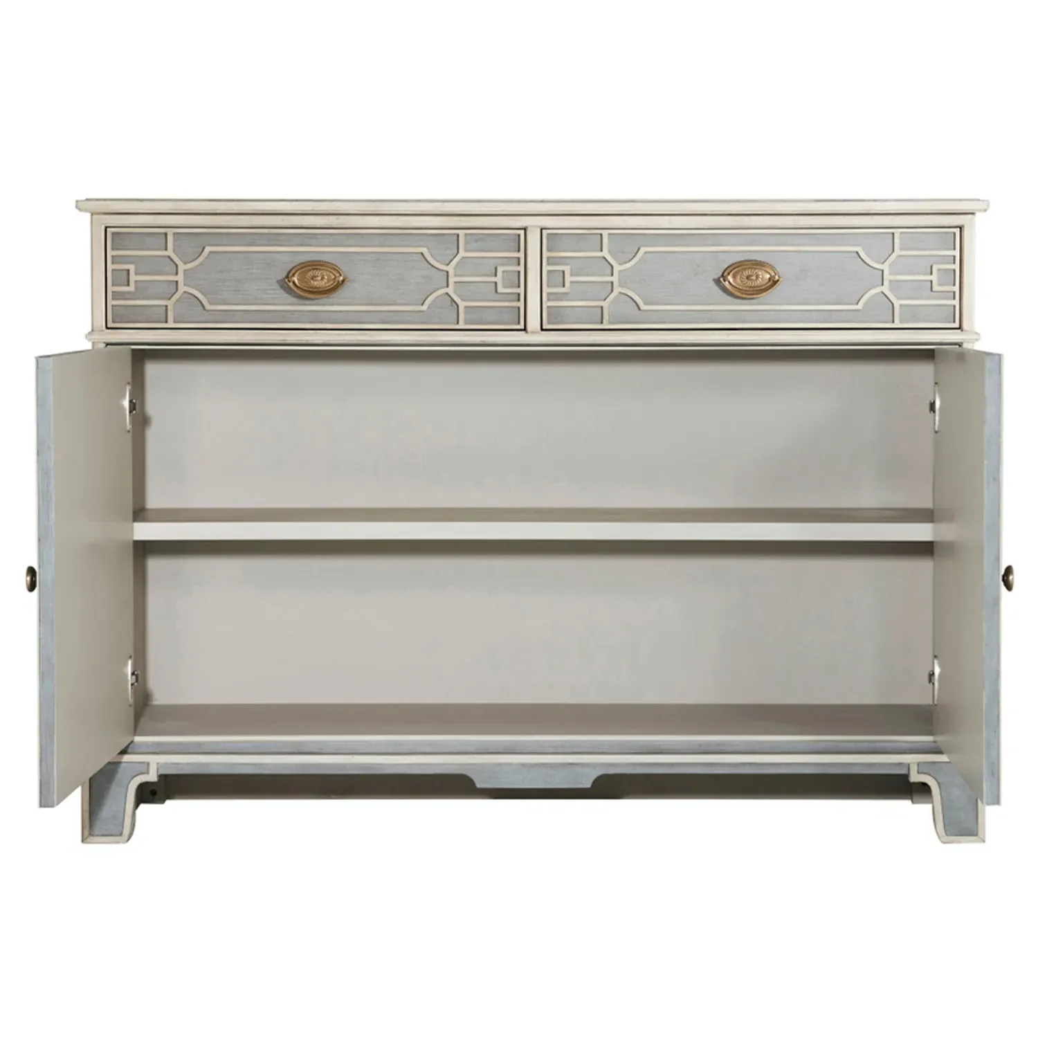 Quinn Fretwork Cabinet - Grey, Mahogany
