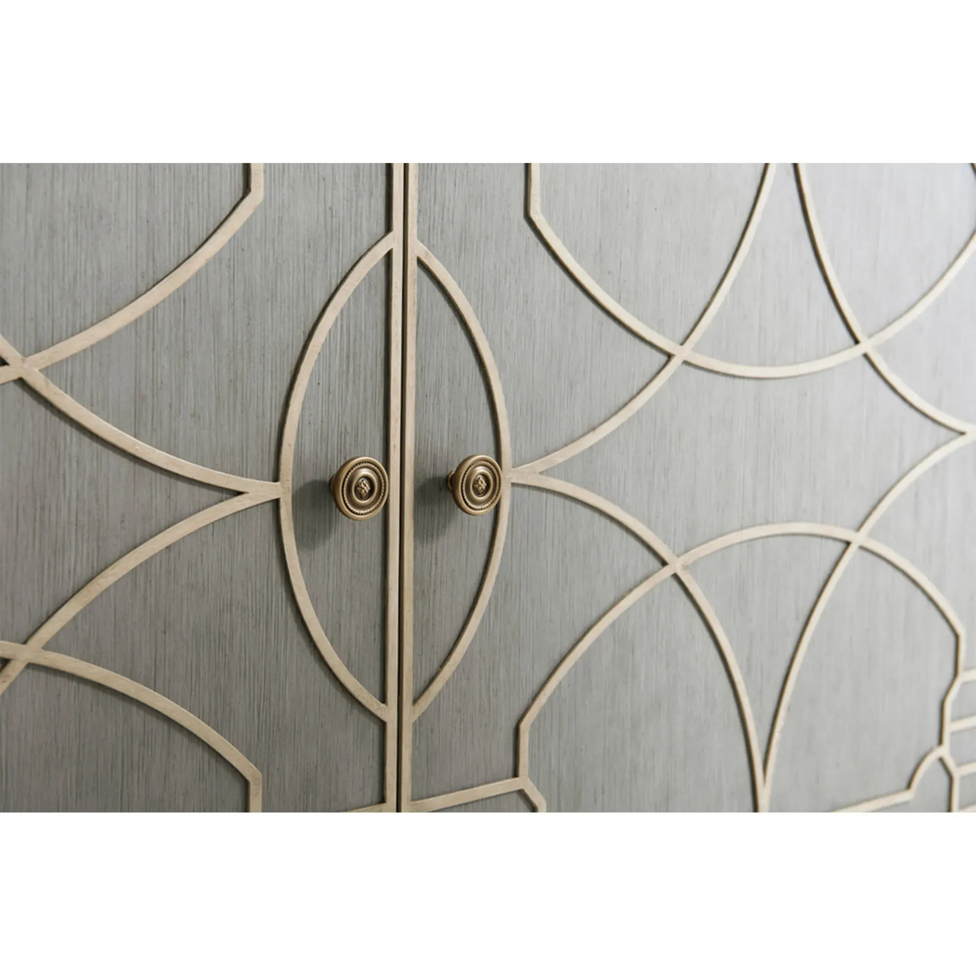 Quinn Fretwork Cabinet - Grey, Mahogany