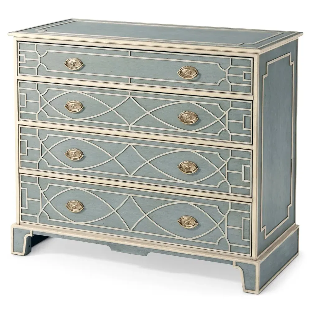 Quinn Fretwork Chest - Grey, Wood