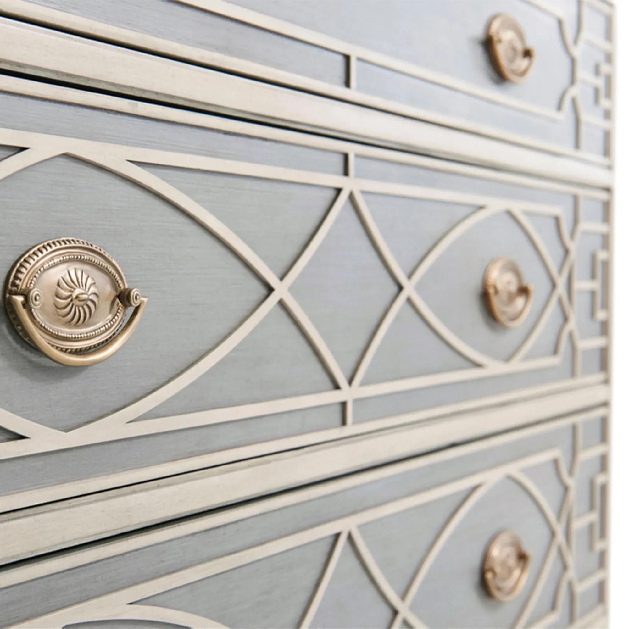 Quinn Fretwork Chest - Grey, Wood