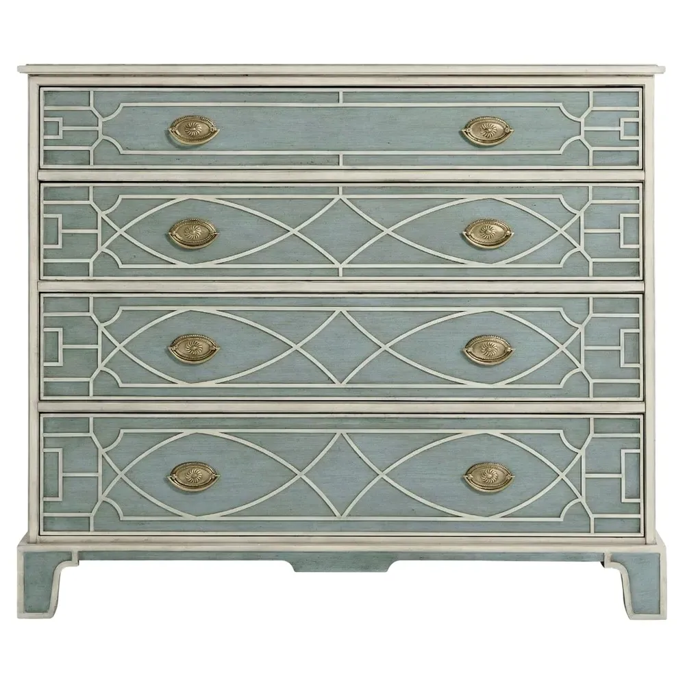 Quinn Fretwork Chest - Grey, Wood