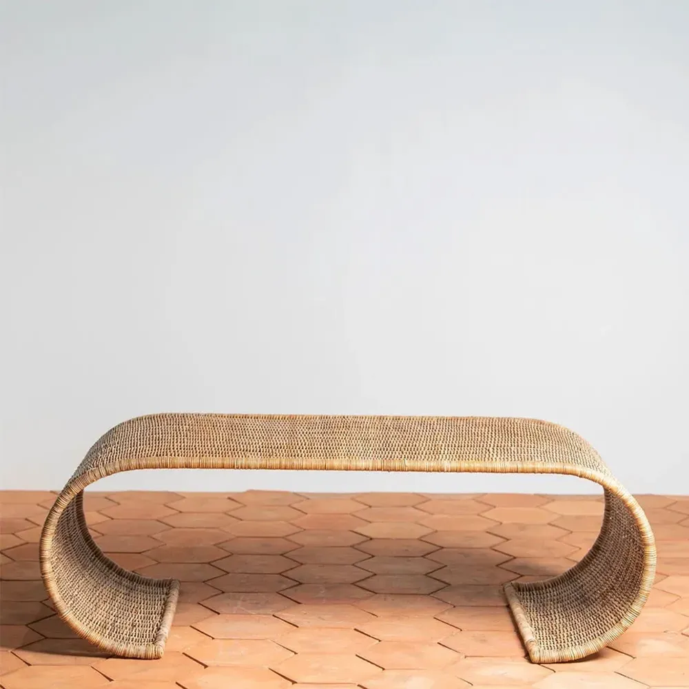 Quinn Rectangular Coffee Table - Brown, Wicker