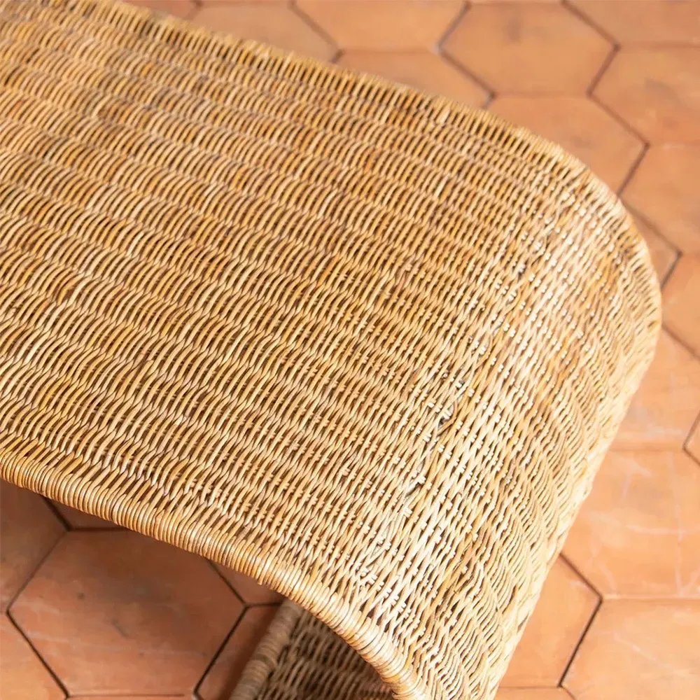 Quinn Rectangular Coffee Table - Brown, Wicker