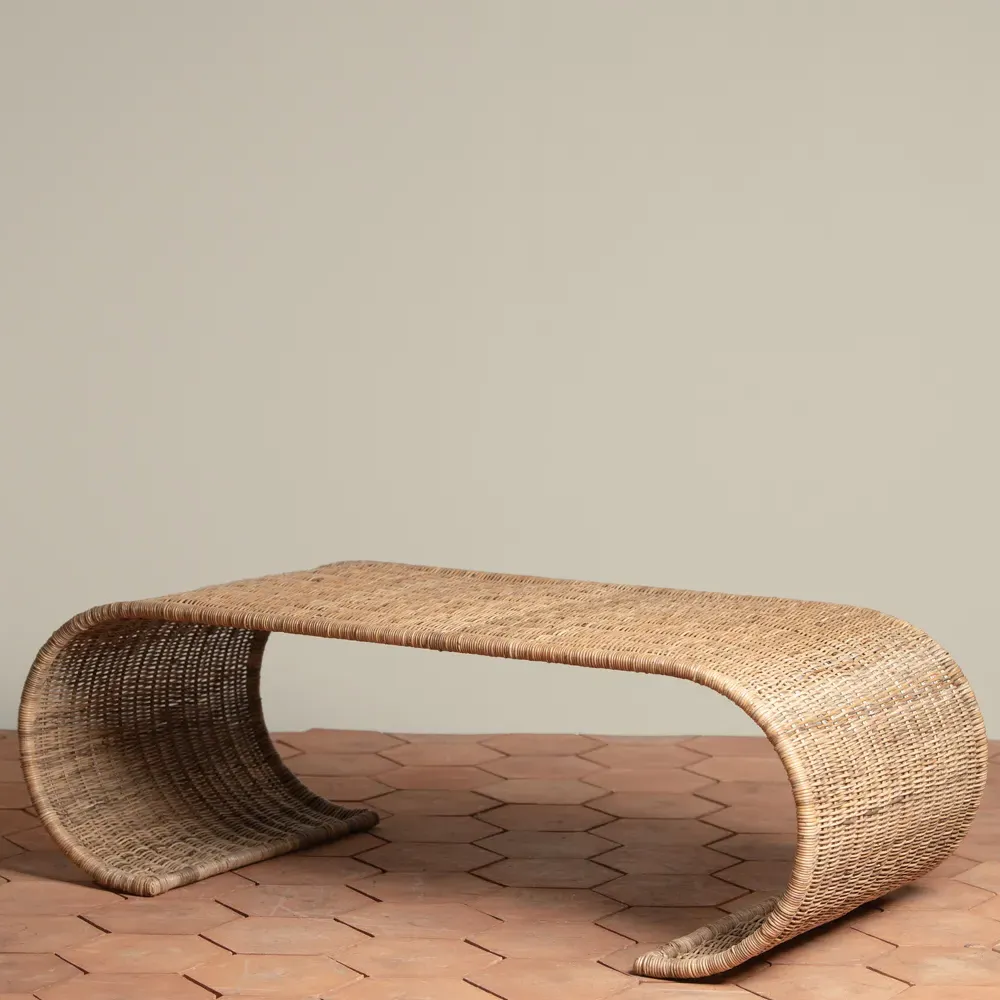 Quinn Rectangular Coffee Table - Brown, Wicker