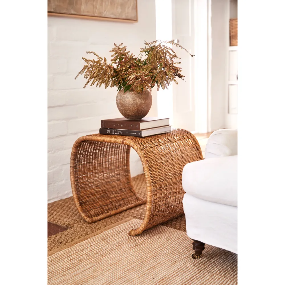 Quinn Rectangular Side Table - Brown, Wicker