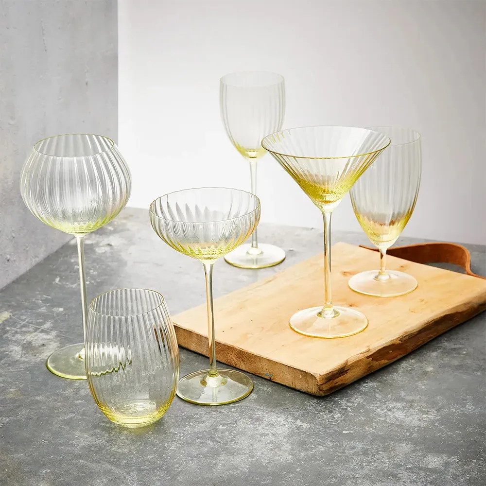 Quinn Tumbler Glass Set of 2 - Citrine, Crystal