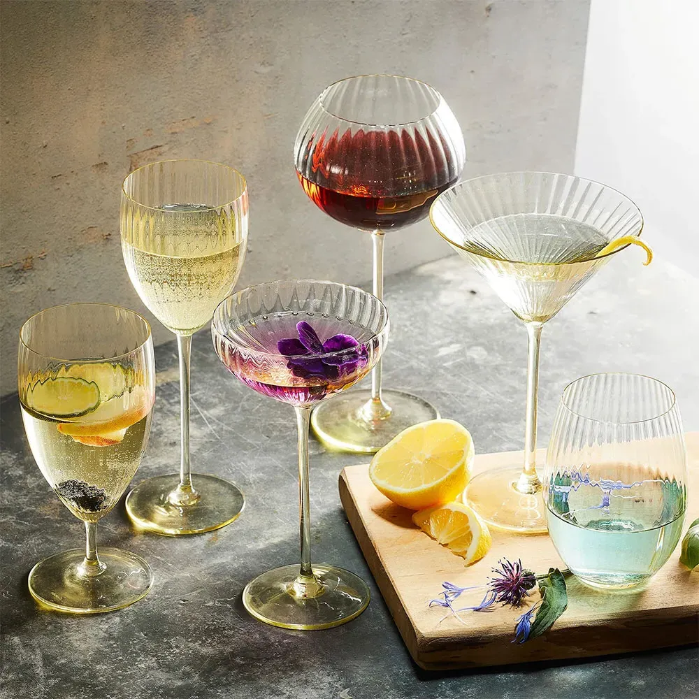 Quinn Tumbler Glass Set of 2 - Citrine, Crystal