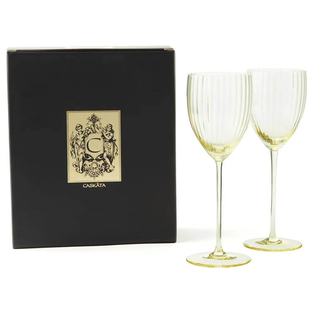 Quinn White Wine Glass Set of 2 - Citrine, Crystal