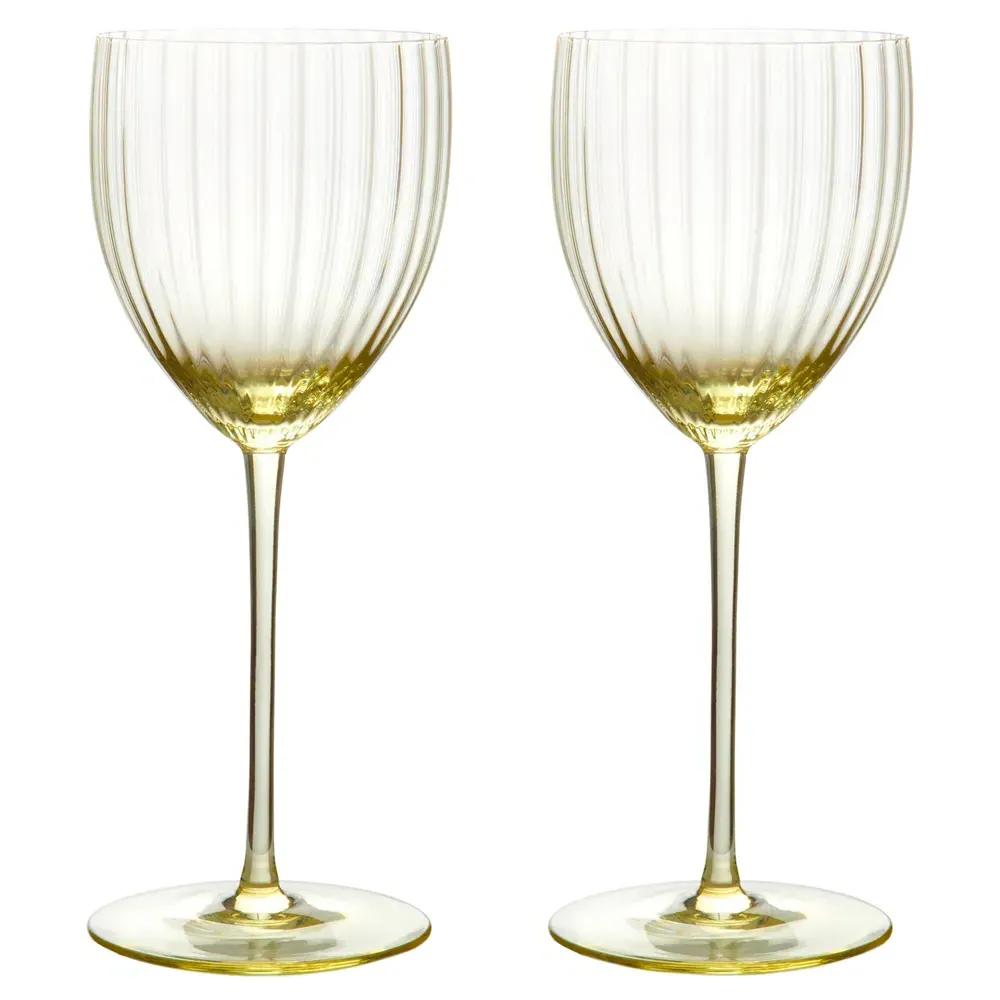 Quinn White Wine Glass Set of 2 - Citrine, Crystal