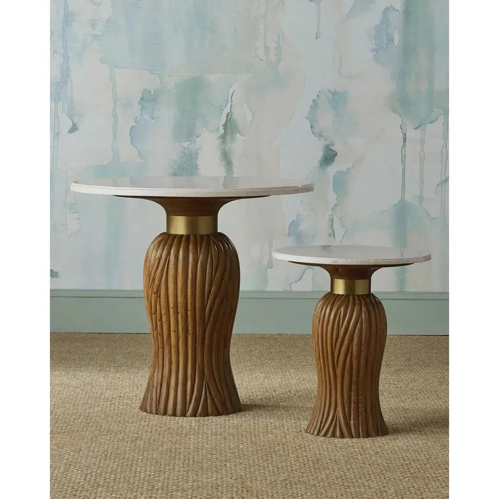 Quinvel Round Entry Table with Tassel - Brown, Marble